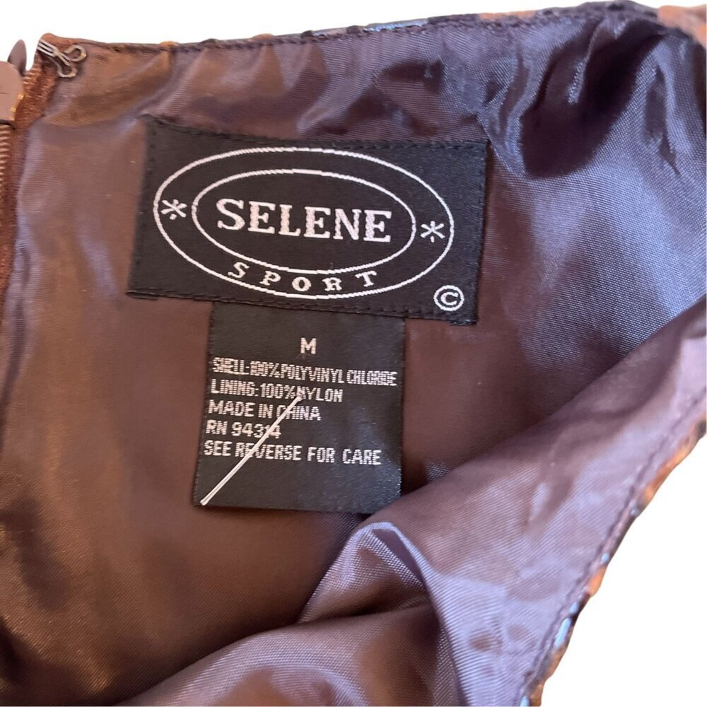 90s Faux Leather Dress Selene Sport Chocolate Brown SZ M - Picture 11 of 11